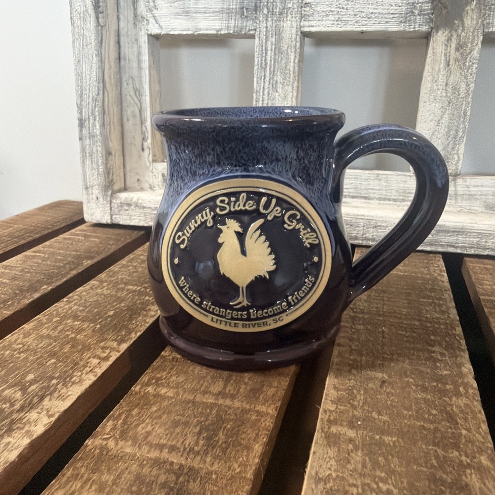 Deneen Pottery Mug  Sunny Side Up Grill Little River, SC Purple with Rooster